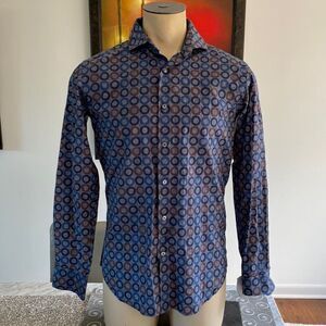 Bugatchi Small Shaped Fit Dress Shirt Circle Patter Button Down